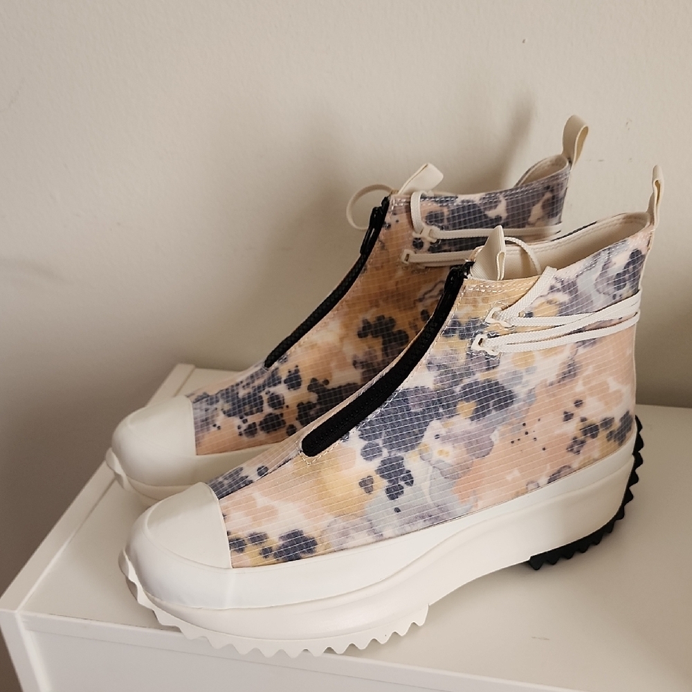 Converse White and Cream High-Top Sneakers with Artistic Design